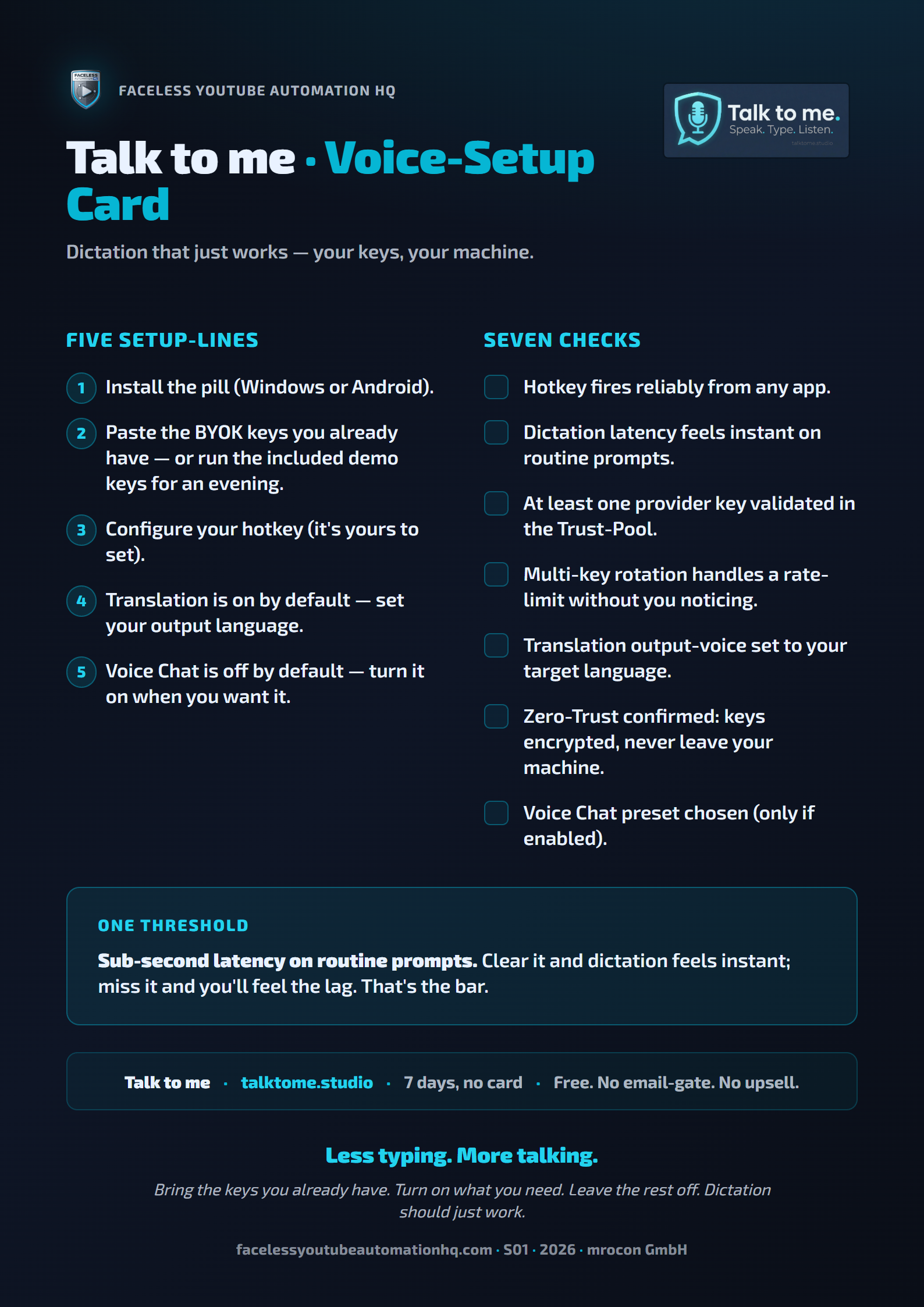 Talk to me Voice-Setup Card preview